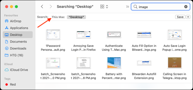 Cambiar a Buscar en toda la Mac en el Finder