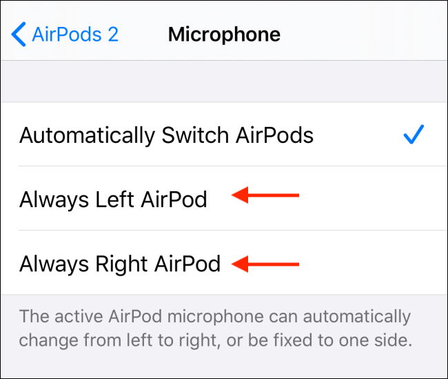 Cambia per utilizzare un singolo AirPod