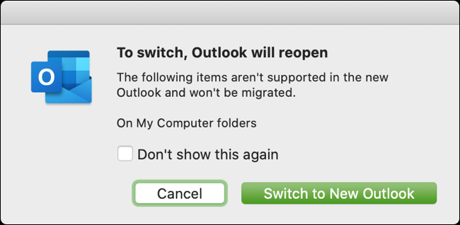 Haga clic en el botón Cambiar a Outlook nuevo