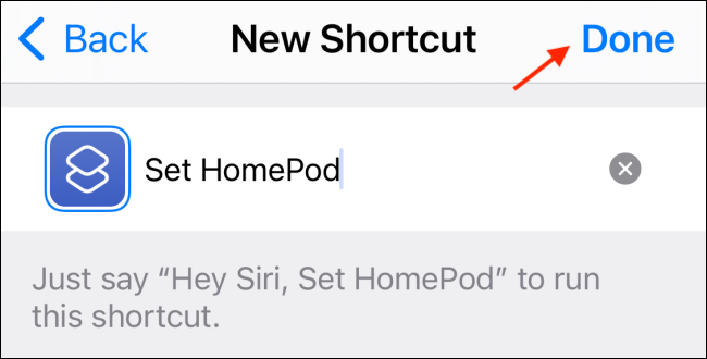 Tocca Fine per salvare il collegamento HomePod