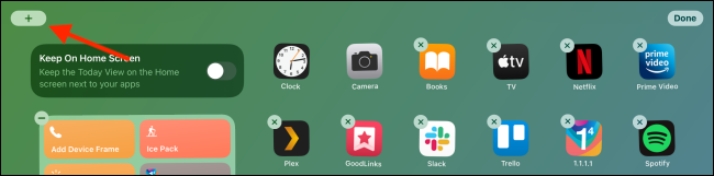 Toque el botón Más en el modo de edición de la pantalla de inicio