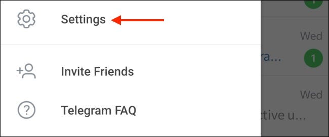 Toca Configuración en Telegram para Android