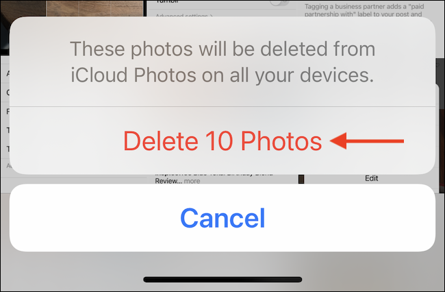 En la ventana emergente, toque el botón "Eliminar fotos" o "Eliminar videos" para confirmar.