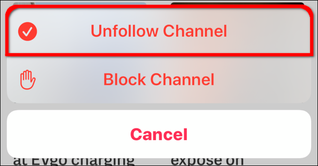 Stop following channel overlay