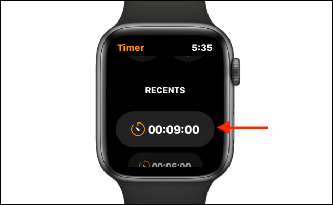 Use un temporizador personalizado reciente en Apple Watch