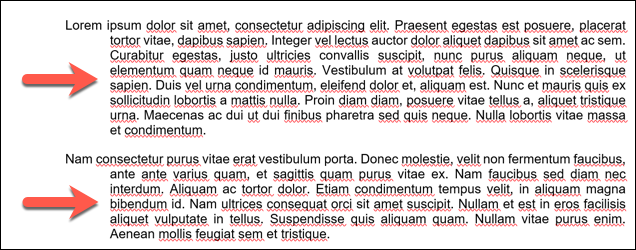 Un ejemplo de sangría francesa aplicada a varios párrafos en un documento de Microsoft Word