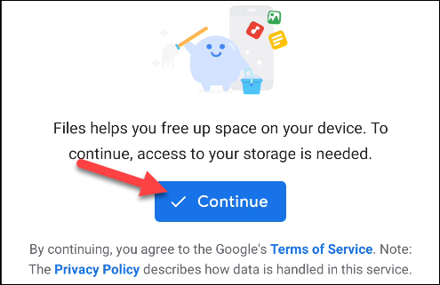 Grifo "Continuar" aceptar los términos y la política de privacidad de Google.