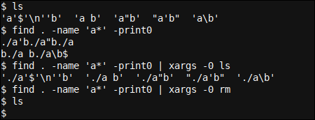La solución: encuentra -print0 y xargs -0