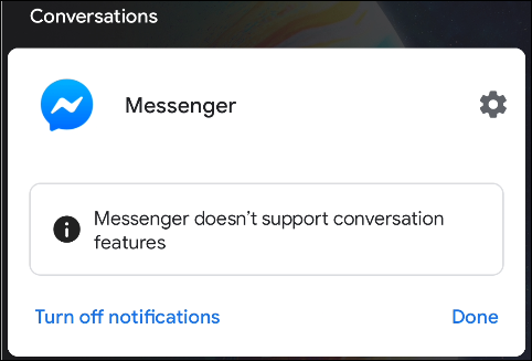 la aplicación no admite conversaciones de Android 11