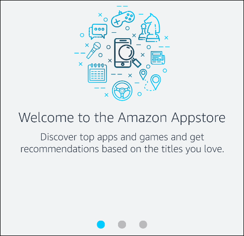El mensaje "Bienvenido a la tienda de aplicaciones de Amazon".