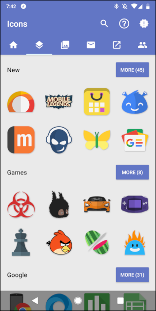 icônes dans le Play Store