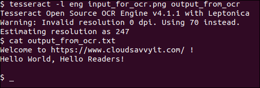 Usando Tesseract OCR a través de la línea de comandos de Linux
