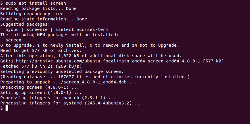 Instalación de la pantalla GNU