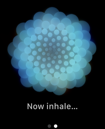 Mensaje de animación de respiración en la aplicación Mindfulness para Apple Watch