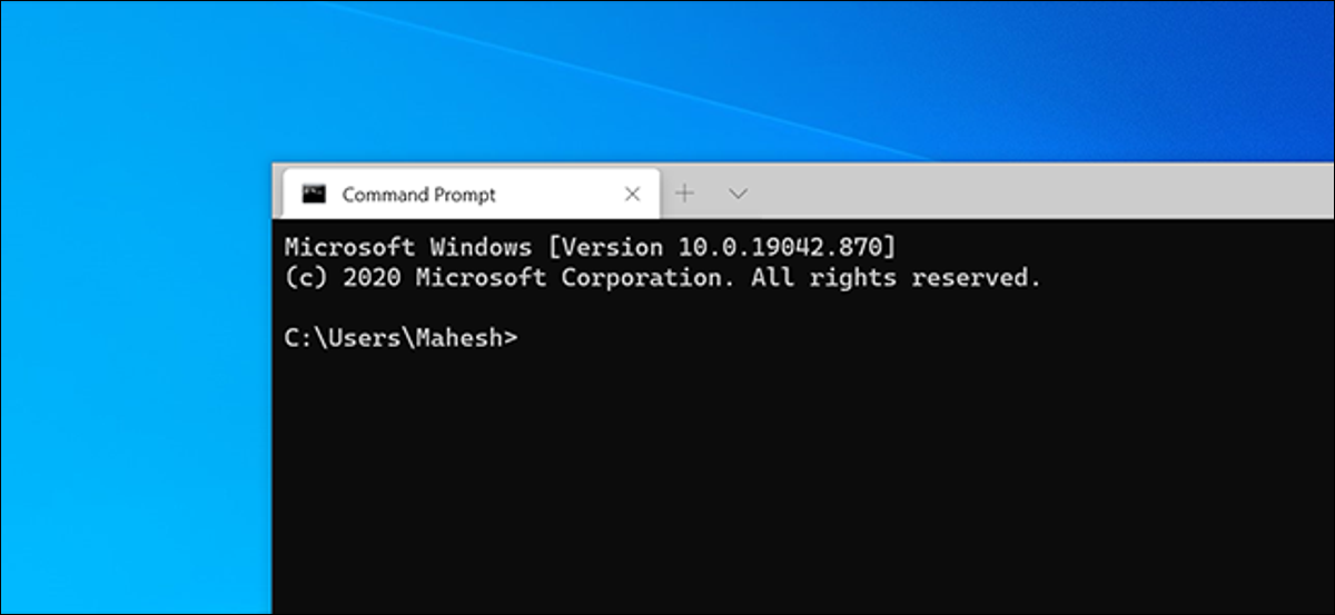 Terminal Windows com um shell de prompt de comando.