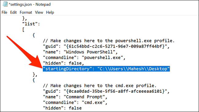 Cambia la directory PowerShell predefinita