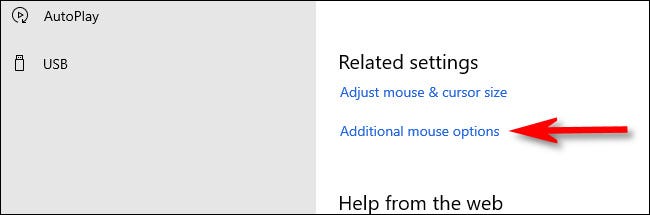 En la configuración del mouse, haga clic en "Opciones adicionales del mouse".