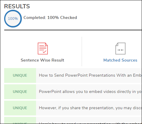 Pagina dei risultati di scansione completata in SmallSEOTools.