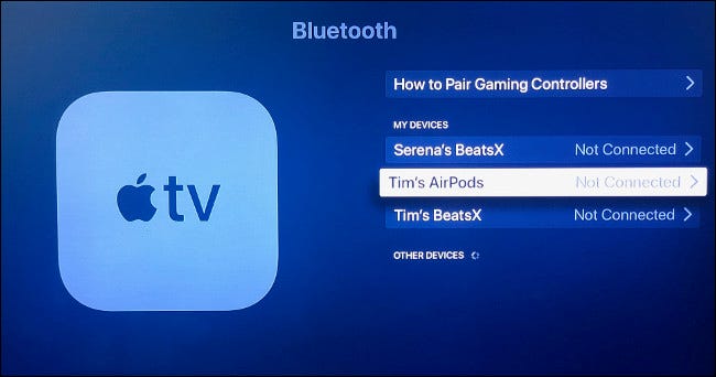 Empareje sus AirPods a su Apple TV manualmente