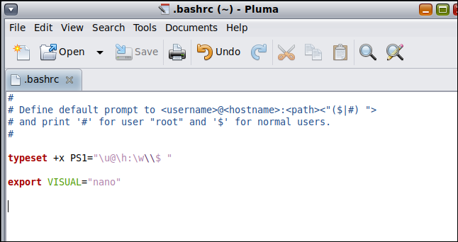 .bashrc en pluma