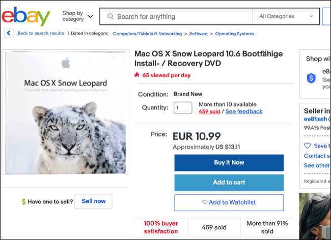 OS X Snow Leopard en eBay