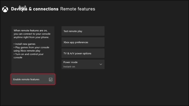 Habilitar funciones remotas en Xbox Series X | S