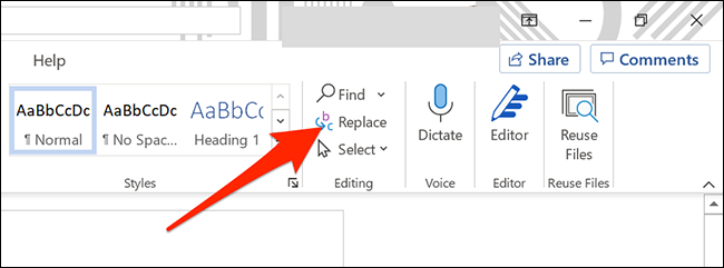 Haga clic en "Reemplazar" en la pestaña Inicio de la ventana de Word.