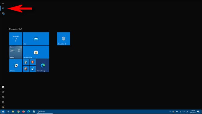 Un menú de inicio de pantalla completa en Windows 10