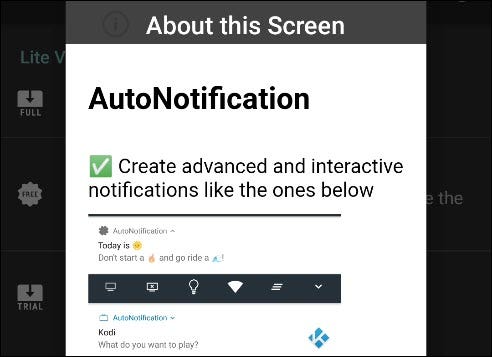 A mensagem introdutória em AutoNotification.