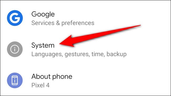 Sistema de selección Google Pixel 4