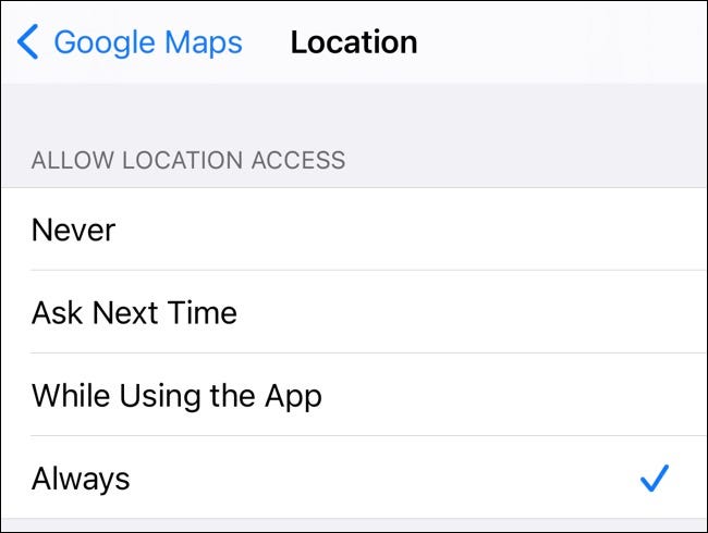 Configuración de ubicación de Google Maps