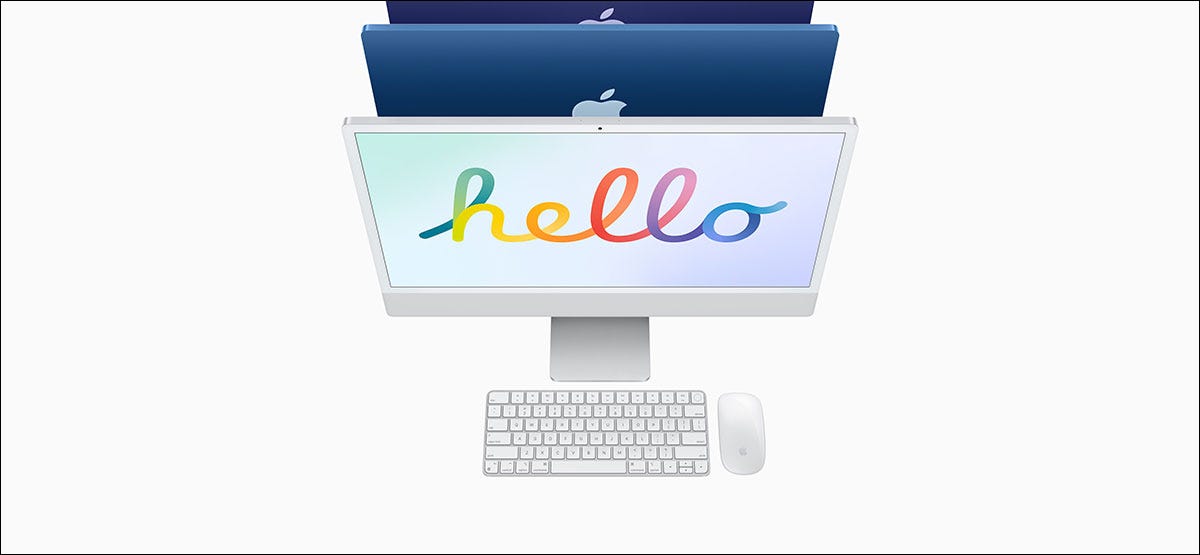 Hola protector de pantalla en un iMac de Apple