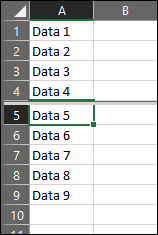 división horizontal en Excel