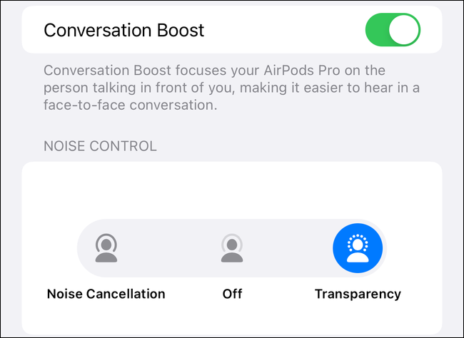 Conversation Boost habilitado en la configuración de accesibilidad de iOS