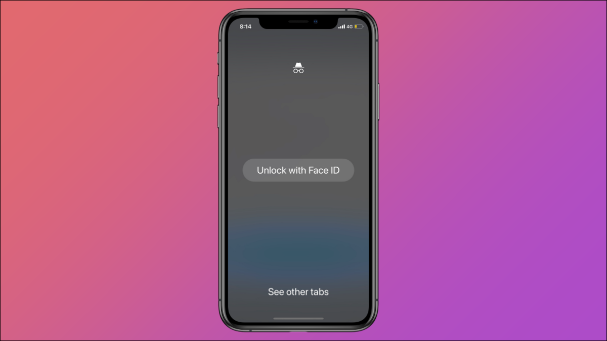 iPhone with incognito tab locked by Face ID