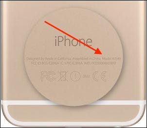 Número de modelo de iPhone en la parte posterior