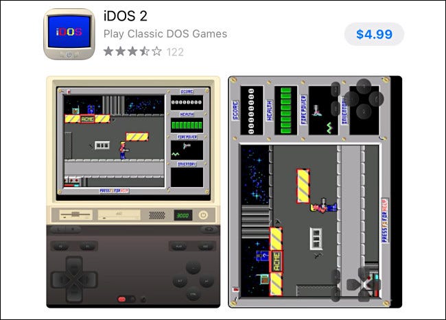 La entrada de iDOS 2 en la App Store de Apple.