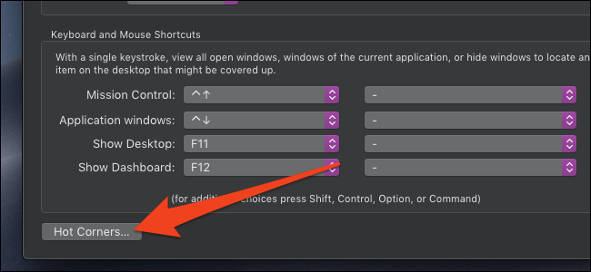 macOS hot corners button