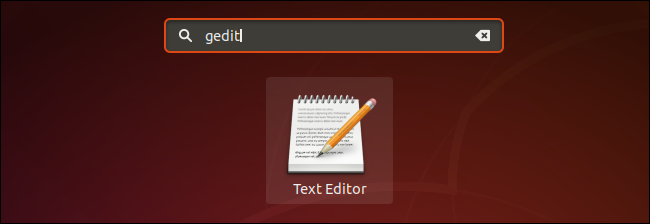 Lanzamiento de gedit desde el menú de aplicaciones en el escritorio GNOME de Ubuntu