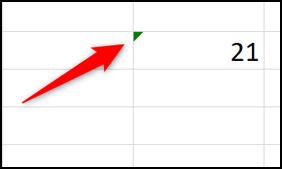 Indicador verde de possível erro do Excel