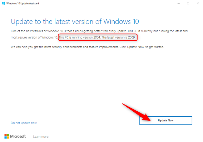 Haga clic en "Actualizar ahora" en el Asistente de actualización de Windows 10.