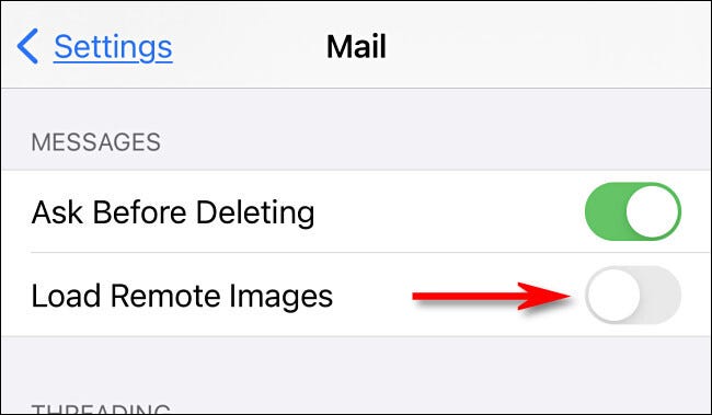 Desactiva "Cargar imágenes remotas" en iOS o iPadOS