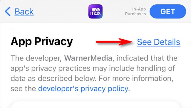 Un App Store di iTunes, tocca & quot; Vedi dettagli" per vedere maggiori dettagli sull'informativa sulla privacy dell'applicazione.