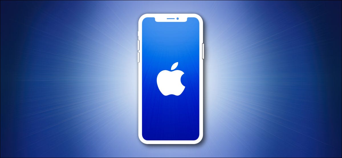 Profilo di iPhone di Apple su sfondo blu.