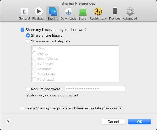 Comparta su biblioteca de iTunes en macOS Mojave y versiones anteriores