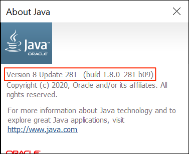 Ver su versión de Java usando Acerca de Java