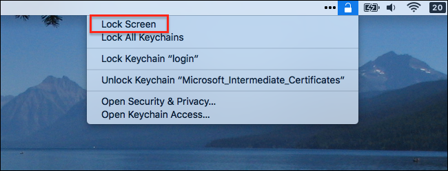 keychain access lock screen button