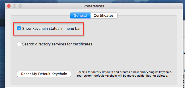 keychain access menu bar