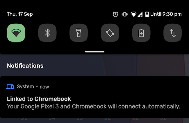 Notificação vinculada ao telefone Android e Chromebook