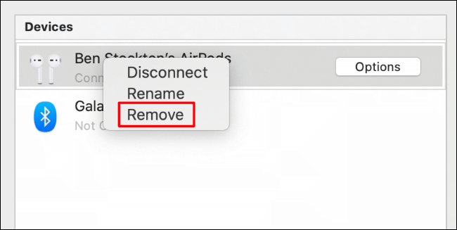 Haga clic con el botón derecho en el dispositivo y luego haga clic en "Eliminar".